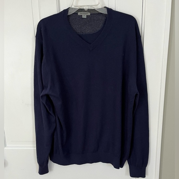 Johnston & Murphy Silk Blend Classic Slate Blue V-Neck Pullover Sweater Mens XL - Picture 1 of 12